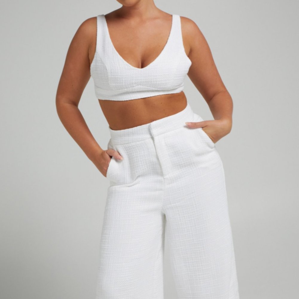 Showpo. Adelaide Two Piece Wide Leg Set in White